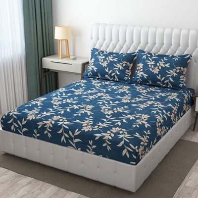 LATHWAL CREATIONS Microfiber King Fitted (Elastic) 244 TC Printed Bedsheet(Pack of 1, KING SIZE FITTED BEDSHEET-29)