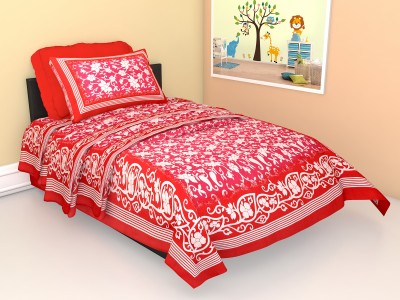 Ubania Collection 140 TC Cotton Single Floral Flat Bedsheet(Pack of 1, Pink)