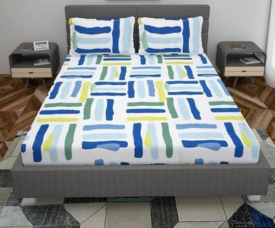 ARDM 240 TC Cotton Double Floral Fitted (Elastic) Bedsheet(Pack of 1, Multicolor)
