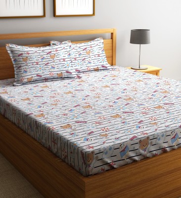 Home Sizzler 144 TC Microfiber Double Cartoon Flat Bedsheet(Pack of 1, Design 1: Multicolor)