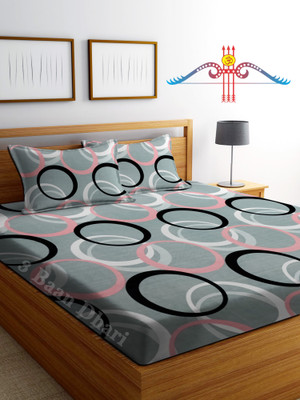 RisingStar 250 TC Microfiber Double 3D Printed Flat Bedsheet(Pack of 1, Grey)