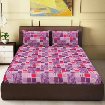 CARLTON LONDON Cotton Double Flat 120 TC Printed Bedsheet(Pack of 1, Blue)