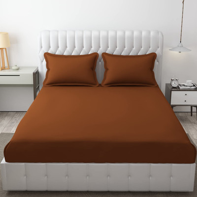 Freshfromloom 144 TC Microfiber Double Solid Flat Bedsheet(Pack of 1, Copper Plain)