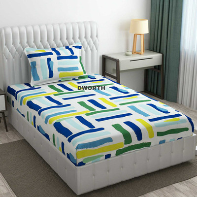 DWORTH 220 TC Cotton Single Geometric Flat Bedsheet(Pack of 1, Multicolor)