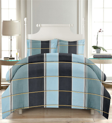 RRB TEXTILE 160 TC Microfiber Double Checkered Flat Bedsheet(Pack of 1, Grey)