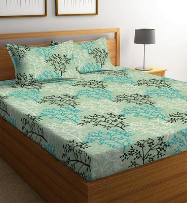 HOMETIC 360 TC Cotton Double Checkered Fitted (Elastic) Bedsheet(Pack of 1, Multicolor)