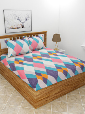 MORADO 210 TC Polycotton Double Printed Flat Bedsheet(Pack of 1, Multicolor)