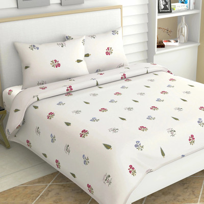 haus & kinder Cotton Double Flat 186 TC Printed Bedsheet(Pack of 1, Multicolor)