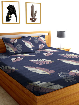 BLUEDOT 160 TC Microfiber Double Self Design Fitted (Elastic) Bedsheet(Pack of 1, Multicolor)