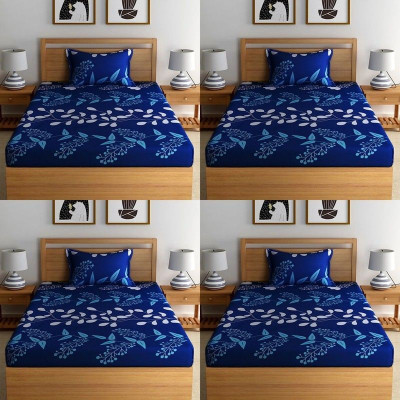 HSR Collection Cotton Double Flat 210 TC Floral Bedsheet(Pack of 4, Multicolor)