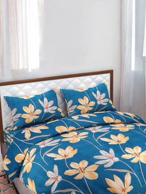 HOMYBEES 104 TC Polyester Double Abstract Flat Bedsheet(Pack of 1, Multicolor)
