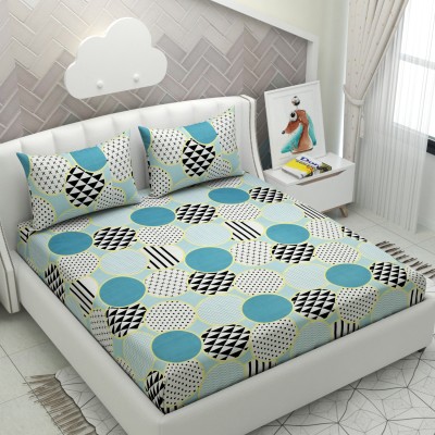 Apala 250 TC Cotton King Abstract Flat Bedsheet(Pack of 1, SKY)