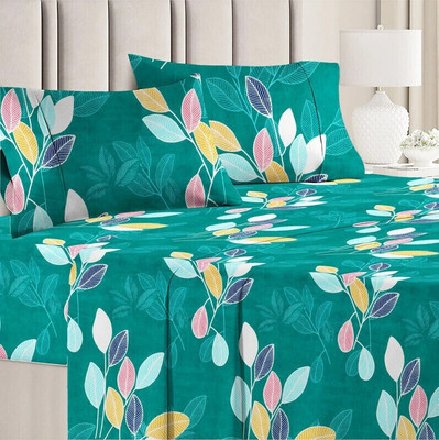 VAS COLLECTIONS Cotton King Flat 160 TC Floral Bedsheet(Pack of 1, Green)