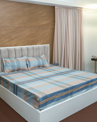 BELLA TRUE 240 TC Microfiber Double Printed Flat Bedsheet(Pack of 1, Grey)