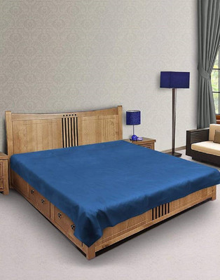 AG Leaf 300 TC Polyester Double Solid Flat Bedsheet(Pack of 1, Blue)