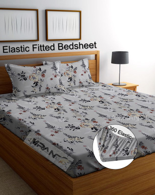 Amrange 210 TC Microfiber King Floral Fitted (Elastic) Bedsheet(Pack of 1, Multicolor)