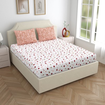 Home Ecstasy 140 TC Cotton Double Abstract Flat Bedsheet(Pack of 1, Peach)