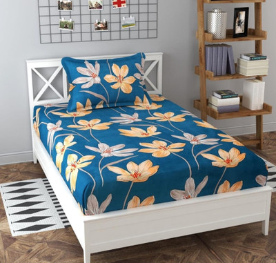 TerryFox 260 TC Cotton Single Floral Flat Bedsheet(Pack of 1, Multicolor)