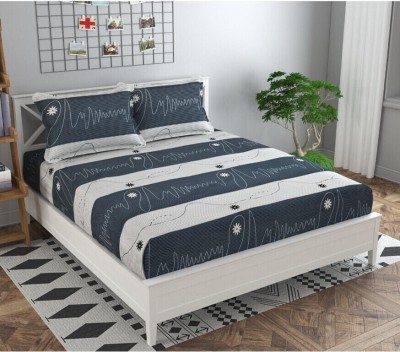 precise fabrics 200 TC Microfiber Double Abstract Flat Bedsheet(Pack of 1, Grey 2)