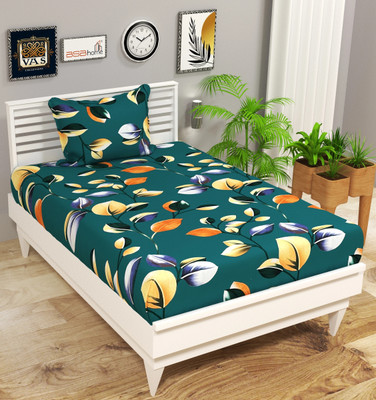 VAS COLLECTIONS 144 TC Microfiber Single Abstract Flat Bedsheet(Pack of 1, Bottle Green)