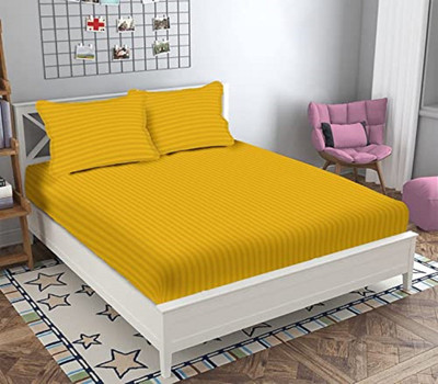 TURIYA Polycotton Double Flat 150 TC Geometric Bedsheet(Pack of 1, Yellow)