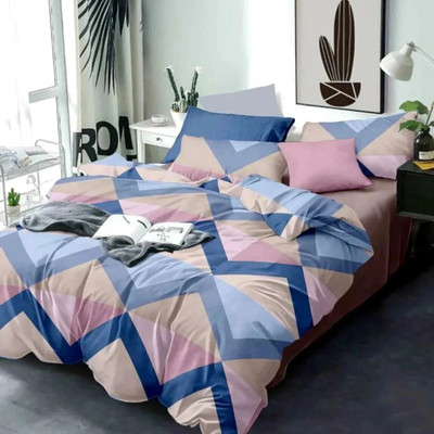 Blissful Creations Cotton Double Flat 250 TC Printed Bedsheet(Pack of 1, Grey)