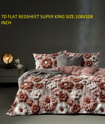 Sitting Style Microfiber Super King Flat 144 TC Floral Bedsheet(Pack of 1, 1 7D Flower Print Super king Size Bedsheet 108x108 inch with 2 Pillow cover-1)