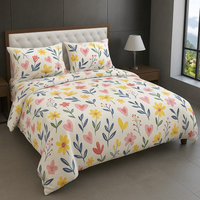 Delight Zone 170 TC Cotton Double Printed Flat Bedsheet(Pack of 1, Multicolor)