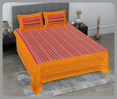 BedZone Cotton Double Flat 240 TC Jaipuri Prints Bedsheet(Pack of 1, Multicolor)