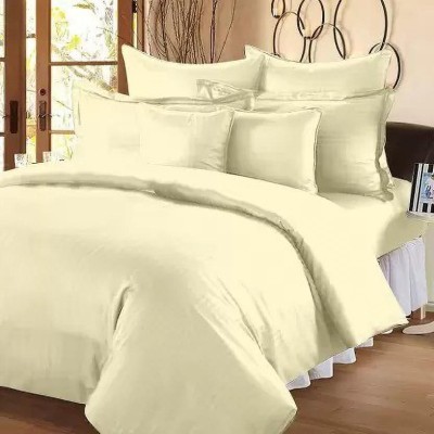 JP SHINE 180 TC Polycotton Single Striped Flat Bedsheet(Pack of 1, Cream)