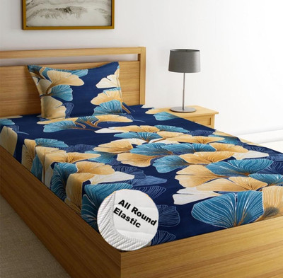 LX LOYREX Cotton, Microfiber Single Fitted (Elastic) 250 TC Checkered Bedsheet(Pack of 1, NEW JADU)