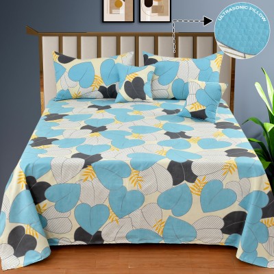 real dream 210 TC Polycotton Queen Abstract Flat Bedsheet(Pack of 1, sky)