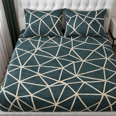 parth international Cotton Blend Double, Queen Flat 300 TC Abstract Bedsheet(Pack of 1, Dark Green)