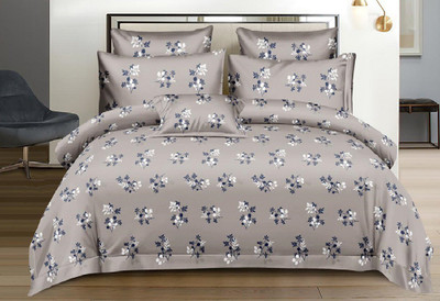 Linemates 160 TC Microfiber King Printed Fitted (Elastic) Bedsheet(Pack of 1, King Size Double Elastic Bedsheet Size 72X78X8 With 2 Pillow Covers-2)