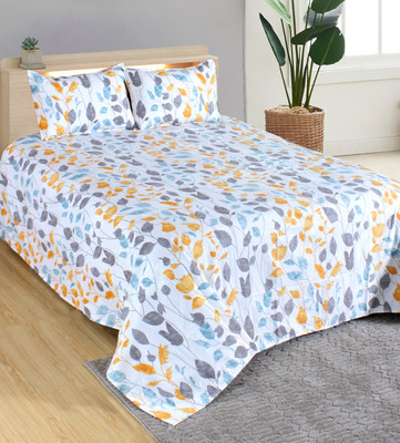 Alice Trends Cotton Single Flat 2 TC Printed Bedsheet(Pack of 1, White)