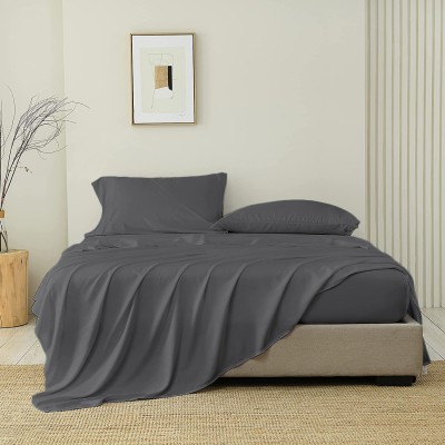 comfortbeddings 1000 TC Cotton King Solid Flat Bedsheet(Pack of 1, Dark Grey)