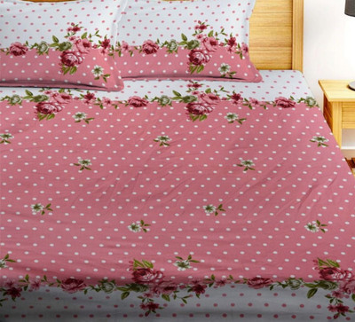 OLDENNA Microfiber Double Fitted (Elastic) 220 TC Floral Bedsheet(Pack of 1, Multicolor)