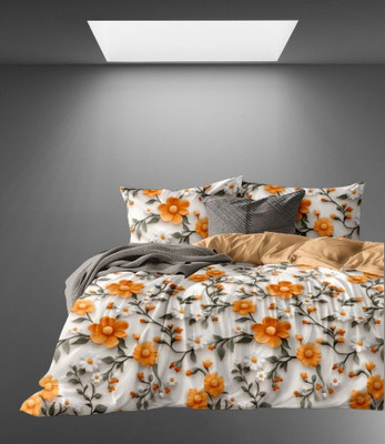 GHARASTI HOME DECOR Cotton Blend Queen Flat 320 TC Floral Bedsheet(Pack of 1, Multicolor-9908)