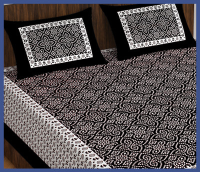 JAIPUR PRINTS Cotton Double Flat 240 TC Jaipuri Prints Bedsheet(Pack of 1, Black)
