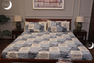 Lunar Days 160 TC Microfiber King Checkered Flat Bedsheet(Pack of 1, Grey)