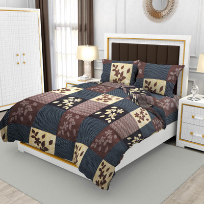 GANPATIFABRIC 140 TC Polycotton Double, Queen, King 3D Printed Flat Bedsheet(Pack of 1, Multicolor)