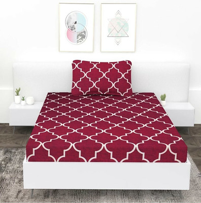 TDOT 220 TC Cotton Single Printed Flat Bedsheet(Pack of 1, Multicolor)