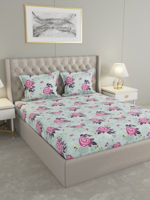 Raymond Home 104 TC Cotton Double Floral Flat Bedsheet(Pack of 1, Multicolor)