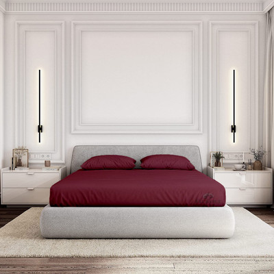 Indian Kingdom Microfiber Double Fitted (Elastic) 400 TC Solid Bedsheet(Pack of 1, Plum)