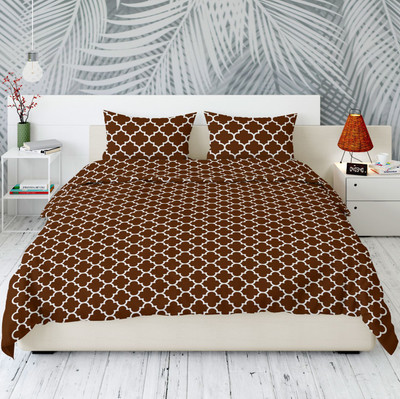 UNIQCHOICE 120 TC Cotton Double Jaipuri Prints Flat Bedsheet(Pack of 1, Brown)