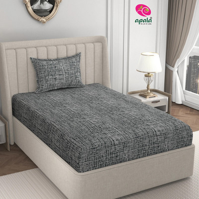 Apala 280 TC Microfiber Single Printed Flat Bedsheet(Pack of 1, Grey)