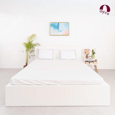 Oyvu Cotton King Flat 700 TC Solid Bedsheet(Pack of 1, White)