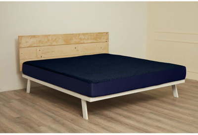 AGS ACTIVE Cotton Double Fitted (Elastic) 220 TC Solid Bedsheet(Pack of 1, Blue)