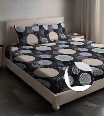 DECORHUT FAB Microfiber King Fitted (Elastic) 144 TC Self Design Bedsheet(Pack of 1, Multicolor)