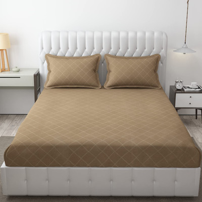 Freshfromloom 144 TC Microfiber King Printed Flat Bedsheet(Pack of 1, Grey Tan)